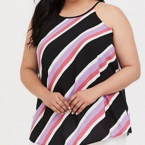 torrid Tops - Torrid Pink and Black Striped Sleeveless Shirt Sz Torrid 0/L